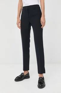 Emporio Armani spodnie damskie kolor granatowy proste high waist - Spodnie damskie - miniaturka - grafika 1