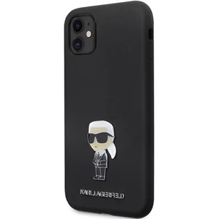 Karl Lagerfeld KLHCN61SMHKNPK iPhone 11 / Xr 6.1" czarny/black Silicone Ikonik Metal Pin - Etui i futerały do telefonów - miniaturka - grafika 2