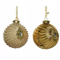 Bombki - Bombka Choinkowa Szklana Zdobiona Odcienie Złotego 8 Cm - miniaturka - grafika 1