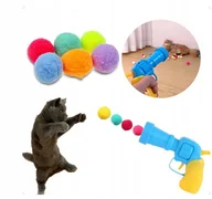 Zabawki dla kotów - Zabawka dla KOTÓW DZIECI Pistolet na WŁÓCZKĘ 50 KUL WEŁNIANYCH PIŁKAMI KOTA - miniaturka - grafika 1