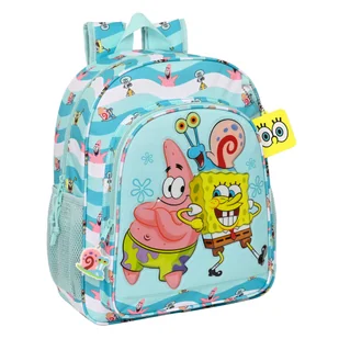 Plecak szkolny Spongebob Stay positive niebieski biały (32 x 38 x 12 cm) - Plecaki szkolne i tornistry - miniaturka - grafika 1
