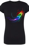 Koszulki i topy damskie - Pióro Kolorowe Damski Modny T-Shirt Rozm.S - miniaturka - grafika 1