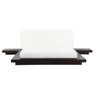 Łóżka - Beliani Łóżko ciemne drewno 160 x 200 cm ZEN - miniaturka - grafika 1