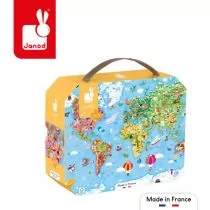 Puzzle w walizce Ogromna mapa świata 300 elementów 7+, Janod - Puzzle - miniaturka - grafika 1