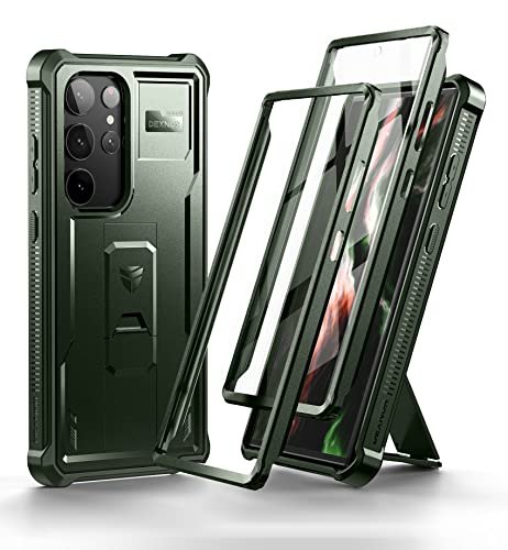 Dexnor Etui na całą obudowę do Samsung Galaxy S23 Ultra【Podwójna przednia ramka i podpórka】, technologia bumpershock ochrona przed upadkiem, wytrzymała obudowa na telefon, odporna na wstrząsy, ochronna obudowa zderzaka - Zielony