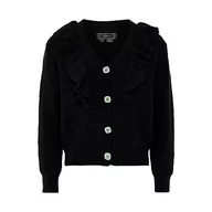 Swetry damskie - caspio Damski rozdwajany drewniany brzeg uszu dekolt w serek modny kardigan akryl czarny rozmiar XS/S, czarny, XS - miniaturka - grafika 1