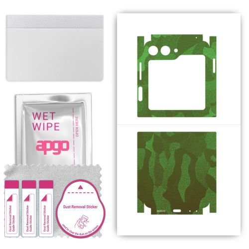 folia naklejka skórka strukturalna na TYŁ+BOKI do Samsung Galaxy Z Flip5 Retro - Moro Camo Zielony - apgo SKINS