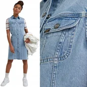Sukienki - Lee SLEEVELESS DRESS Frosted Blue TRAPEZOWA JEANSOWA SUKIENKA BEZ RĘKAWÓW S - miniaturka - grafika 1