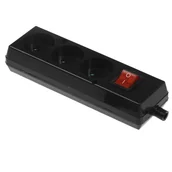 Listwy zasilające - Gniazdo trzykrotne z wyłącznikiem,rozbieralne; 3x2p; CZARNY T-96895 - miniaturka - grafika 1