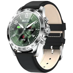 Garett Men Style Czarno-srebrny/Skórzany - Smartwatch - miniaturka - grafika 1