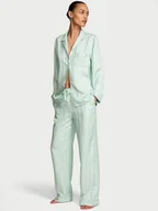 Piżamy damskie - Victoria's Secret Piżama satynowa z długimi rękawami Signature - miniaturka - grafika 1