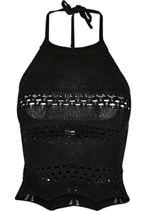 Urban Classics Damski top z wiązaniem na szyi, czarny, XL - Koszulki i topy damskie - miniaturka - grafika 1
