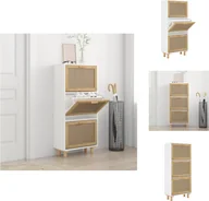 Szafki na buty - vidaXL Szafka na buty biała 52x25x115 cm materiał drewnopochodny i rattan - Stojaki i szafki na buty - miniaturka - grafika 1