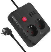 Listwy zasilające - Listwa zasilająca Maclean, przedłużacz 2 gniazda + 3xUSB, 110-240V AC 50/60Hz, 2.1A max 2500W, 1.5m, czarna, MCE387 B - miniaturka - grafika 1
