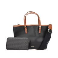 Torebki damskie - Rieker Damska torba na zakupy H1543, czarna, czarny - miniaturka - grafika 1