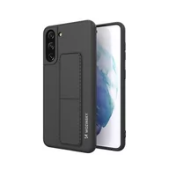 Etui i futerały do telefonów - Wozinsky Kickstand Case elastyczne silikonowe etui z podstawką Samsung Galaxy S21+ 5G (S21 Plus 5G) czarny - miniaturka - grafika 1