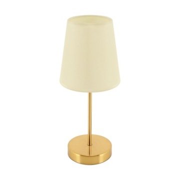 Lampka nocna biurkowa stołowa do sypialni Fatima E14 złoto ecru 04829 Ideus