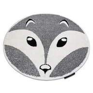 Dywany dla dzieci - Dywan dziecięcy JOY Koło Fox lisek, dla dzieci - Strukturalny, dwa poziomy runa szary / krem, koło 140 cm - miniaturka - grafika 1