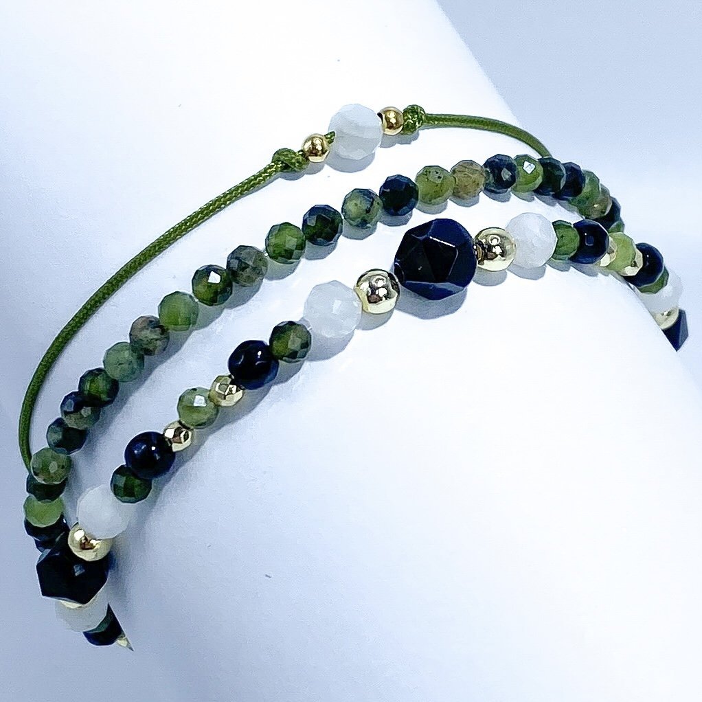 Zestaw Bransoletek z Kamieni Naturalnych KiANU - Jadeit Kanadyjski, Onyks, Kamień Księżycowy, Hematyt