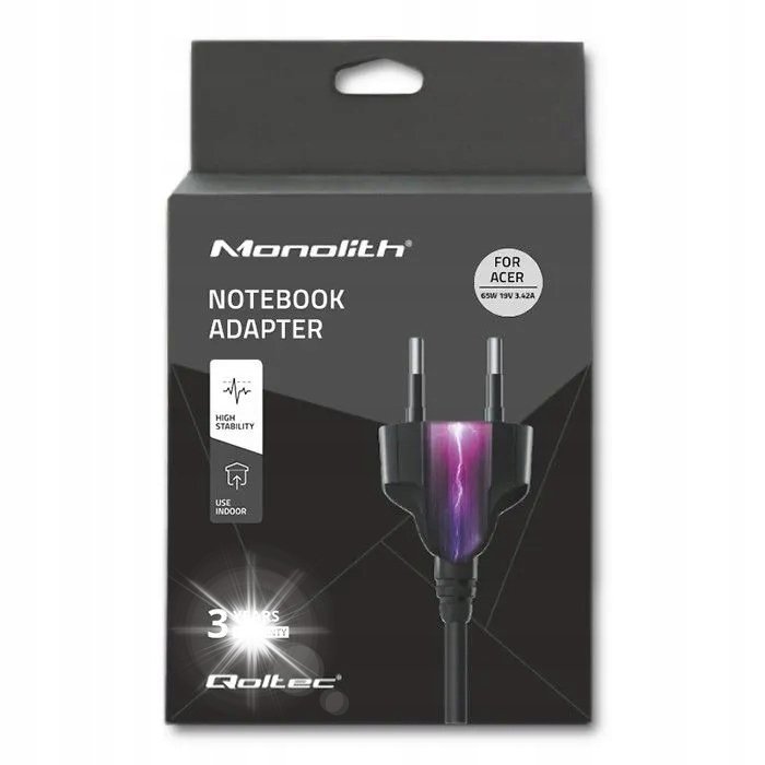 Qoltec Zasilacz do laptopa Acer 65W 19V 3.42A 5.5*1.7 +kabel zasilający
