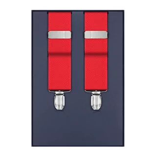 Dodatki do ubrań - Szelki do spodni czerwone z fakturą gładkie EM - EM Men's Accessories - grafika 1