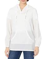 Bluzy damskie - Armani Exchange Damska bluza z kapturem Windbraker Windbreaker, biały (Optic White), XS - miniaturka - grafika 1
