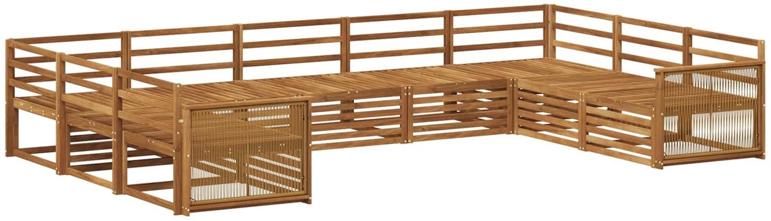 vidaXL Zestaw sof na zewnątrz 9 pcs naturalny Lite Drewno Akacji