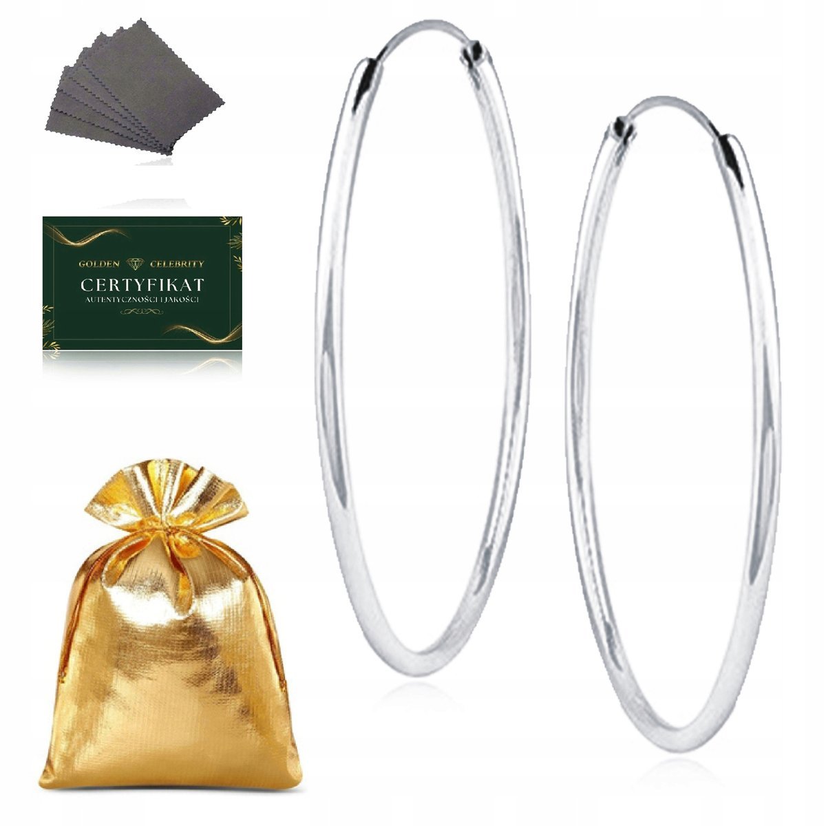 KOLCZYKI SREBRNE KÓŁKA, KOŁA 4 CM SREBRO PRÓBY 925 RODOWANE NIE CIEMNIEJĄ