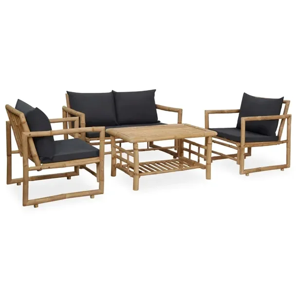 Zestaw Wypoczynkowy Ogrodowy z Bambusa, Ławka 115x65x71cm, 2 Krzesła 60,5