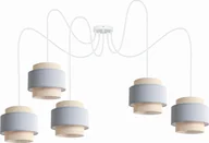 Lampy sufitowe - Lampa wisząca Solar Lampa wisząca sufitowa pająk BOHO len i szary 5 żarówek - miniaturka - grafika 1