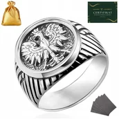 Sygnety - SREBRNY SYGNET MĘSKI ORZEŁ GODŁO ZDOBIENIE OKSYDOWANE SREBRO 925 ROZMIAR 29 - Golden Celebrity - miniaturka - grafika 1
