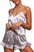 Piżamy damskie - damska PIŻAMA satynowa dwuczęściowa KOMPLET top spodenki lato ROZMIAR XL 4 - miniaturka - grafika 1