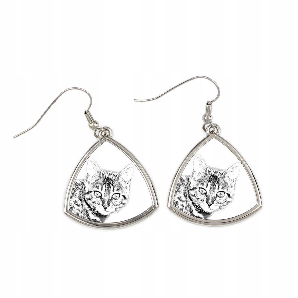 Bengalski - kolczyki z kotem, wiszące kolczyki ze zdjęciem, personalizowana