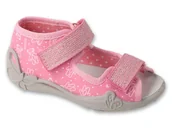 Buty dla dziewczynek - Kapcie dziecięce Befado 342P066 sandałki dziewczęce skórzana wkładka-26 - miniaturka - grafika 1