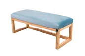 Ławki do przedpokoju - Ławka Na Buty Lpg-2 125 cm Emrawood Drewno Lite, kolor Naturalny Siedzisko Gładkie, kolor Niebieski - miniaturka - grafika 1