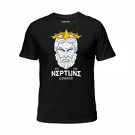 Koszulki męskie - Koszulka męska bawełniana czarna z nadrukiem NEPTUNE, T-shirt Captain Mike r.XL - miniaturka - grafika 1