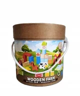 Klocki - Elefun Drewniane klocki w wiaderku FARMA 60 elementów - miniaturka - grafika 1
