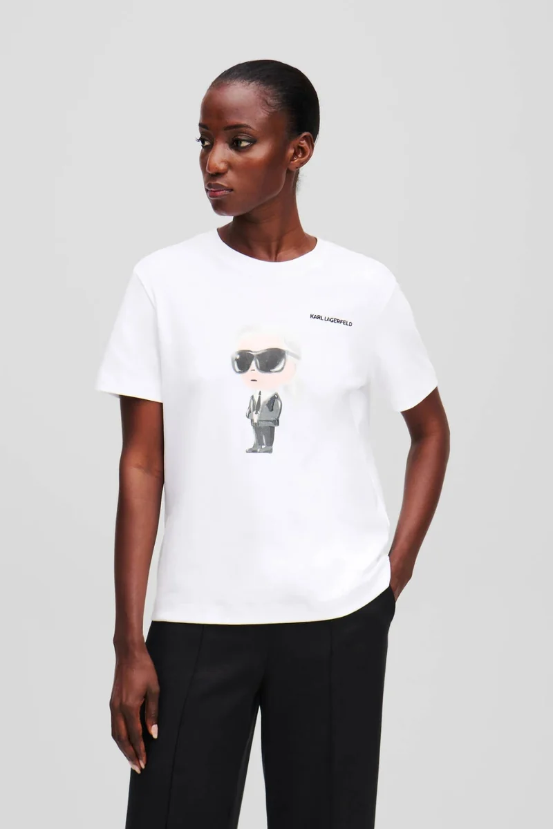 KARL LAGERFELD Biały t-shirt damski Ikon Aquarelle K M