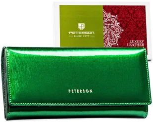 PETERSON Duży i pojemny portfel damski z lakierowanej skóry naturalnej elegancki na prezent antykradzieżowy ochrona RFID - Portfele - miniaturka - grafika 1