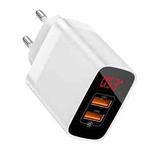 Baseus Mirror Lake szybka ładowarka Quick Charge 3.0 2x USB 18W z wyświetlaczem biały (CCJMHA-A02) - Ładowarki do telefonów - miniaturka - grafika 6