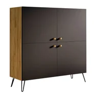 Komody - Komoda w stylu loft z półkami dąb craft + czarny K2-N12 - miniaturka - grafika 1