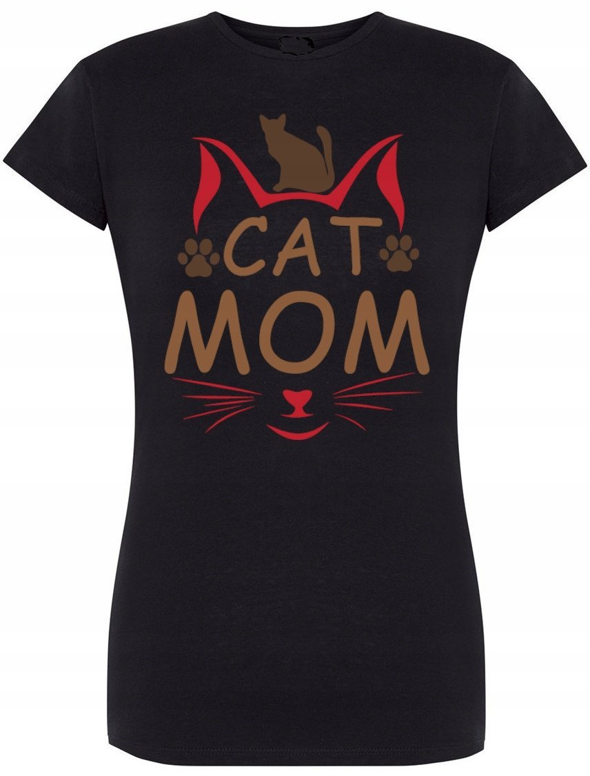 T-Shirt damski Kocia Mama modny Nadruk Rozm.XL