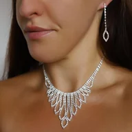 Zestawy biżuterii dla kobiet - Biżuteria do sukni wieczorowej cyrkonie naszyjnik i kolczyki wiszące - miniaturka - grafika 1
