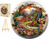 Puzzle - PUZZLE DREWNIANE DUŻE 290 ELEMENTÓW FARMA W GÓRACH 3D W DREWNIANYM PUDEŁKU - miniaturka - grafika 1