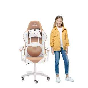 Fotel Gamingowy Hell's Chair Rainbow KIDS Beżowy Kolorowy - Fotele gamingowe - miniaturka - grafika 1