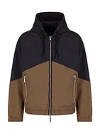 Kurtki męskie - Armani Exchange Męska kurtka z laminowanego nylonu, dwustronna, z kapturem, kolorowa, Shell Jacket, Czarny/Crocodile, S - miniaturka - grafika 1