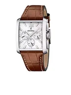 Paski - Festina Męski analogowy zegarek kwarcowy ze skórzanym paskiem F20636/1, Srebrno-br?zowy, pasek - miniaturka - grafika 1