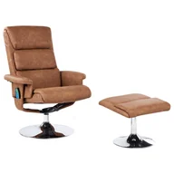 Fotele i krzesła biurowe - Rozkładany fotel LEGEND Z podnóżkiem Ekoskóra Brązowy - miniaturka - grafika 1