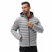 Kurtki męskie - Kurtka męska pikowana o satynowym wykończeniu srebrna V17 OM-JALP-0121 L - miniaturka - grafika 1
