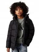 Kurtki damskie - CALVIN KLEIN CZARNA PIKOWANA KURTKA Z KAPTUREM JESIENNA 170 I1E - Calvin Klein - miniaturka - grafika 1